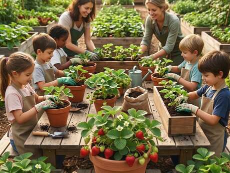 Atelier jardinière de fraisiers à Villaverde
